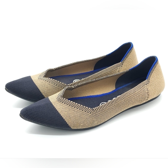 Rothy's THE POINT Pointed Toe Flats Limited Edition DUNE CAP TOE Size 8.5 - Picture 2 of 8